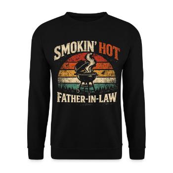 Barbecue Smokin Hot Beau-Père | Cadeau Humour - Sweat-shirt Unisexe - noir - Devant - Alina (178cm) & Michal (187cm)