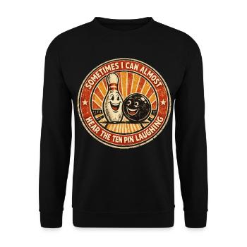 Bowling-Humor Sport-Strike-Spieler Lustiges Geschenk - Unisex Pullover - Schwarz - Vorne - Alina (178cm) & Michal (187cm)