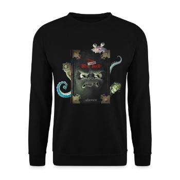 Das Kleine Böse Buch Monsterversteck - Unisex Pullover - Schwarz - Vorne - Alina (178cm) & Michal (187cm)