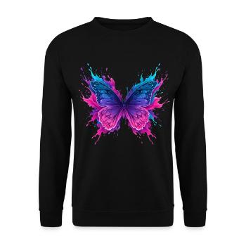 Schmetterling - Unisex Pullover - Schwarz - Vorne - Alina (178cm) & Michal (187cm)