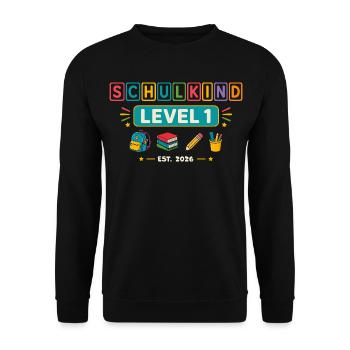 School Child Level 1 School Enrolment 2026 - Unisex Sweatshirt - black - Front - Alina (178cm) & Michal (187cm)