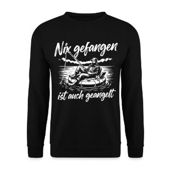 Angeln mit Humor - Unisex Pullover - Schwarz - Vorne - Alina (178cm) & Michal (187cm)
