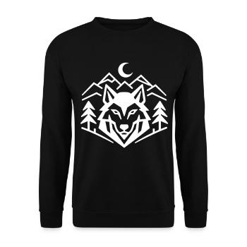 Geometric Wolfpack Emblem: Minimalist Wolf Shirt - Unisex Sweatshirt - black - Front - Alina (178cm) & Michal (187cm)