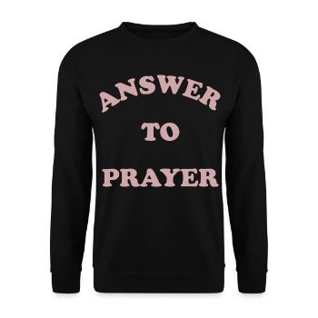 Answer to Prayer – Curvy Typography - Unisex Sweatshirt - black - Front - Alina (178cm) & Michal (187cm)