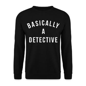 Grundsätzlich Detektiv Wortwitz - Unisex Pullover - Schwarz - Vorne - Alina (178cm) & Michal (187cm)