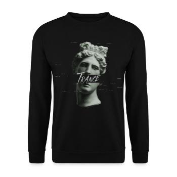 Music Trance Statue – Herren-Damenfestival-Outfit - Unisex Pullover - Schwarz - Vorne - Alina (178cm) & Michal (187cm)