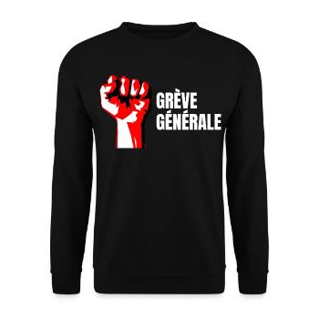Poing Levé Manif Syndicaliste En grève Générale - Sweat-shirt Unisexe - noir - Devant - Alina (178cm) & Michal (187cm)