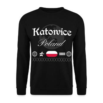 Souvenir de voyage streetwear de Katowice en Pologne - Sweat-shirt Unisexe - noir - Devant - Alina (178cm) & Michal (187cm)