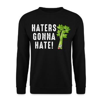 Haters Gonna Hate Celery Cartoon - Unisex Sweatshirt - black - Front - Alina (178cm) & Michal (187cm)