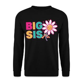 Geschlechterenthüllung BIG SIS Big Sister Babyparty - Unisex Pullover - Schwarz - Vorne - Alina (178cm) & Michal (187cm)