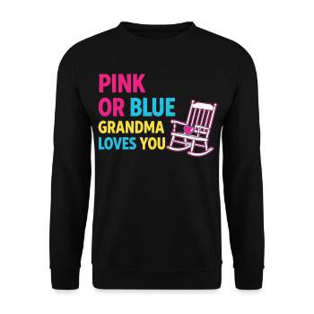 Geschlechterenthüllung Babyparty Rosa oder Blaue Oma - Unisex Pullover - Schwarz - Vorne - Alina (178cm) & Michal (187cm)