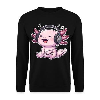  Axolotl Singen Musik Hören - Unisex Pullover - Schwarz - Vorne - Alina (178cm) & Michal (187cm)
