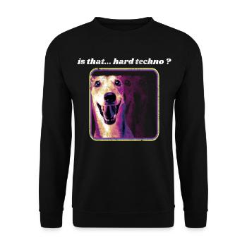 Chien Hard Techno – Outfit Humor Rave Techno - Unisex Pullover - Schwarz - Vorne - Alina (178cm) & Michal (187cm)