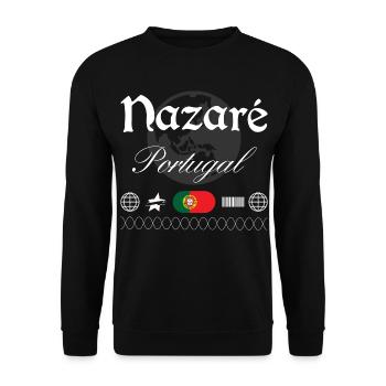 Nazaré Portugal Streetwear Reise Souvenir - Unisex Pullover - Schwarz - Vorne - Alina (178cm) & Michal (187cm)