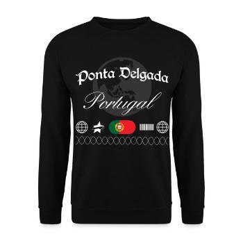 Ponta Delgada Portugal Streetwear Reise Souvenir - Unisex Pullover - Schwarz - Vorne - Alina (178cm) & Michal (187cm)