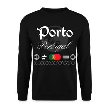 Porto Portugal Streetwear Reise Souvenir - Unisex Pullover - Schwarz - Vorne - Alina (178cm) & Michal (187cm)