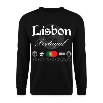 Lissabon Portugal Streetwear Reise Souvenir - Unisex Pullover - Schwarz - Vorne - Alina (178cm) & Michal (187cm)