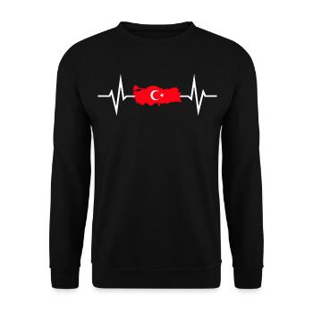 Silhouette du pays de la Turquie Battement de cœur Battement de cœur ECG - Sweat-shirt Unisexe - noir - Devant - Alina (178cm) & Michal (187cm)