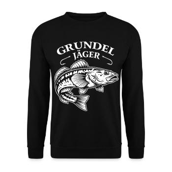 Grundel Angeln - Unisex Pullover - Schwarz - Vorne - Alina (178cm) & Michal (187cm)