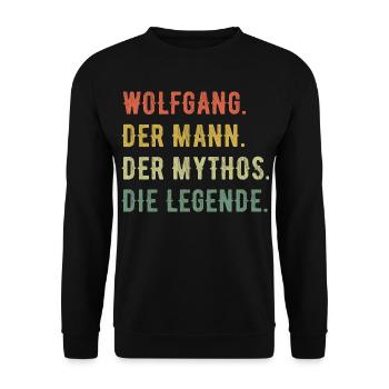 Wolfgang Vorname Der Mann Der Mythos Die Legende - Unisex Pullover - Schwarz - Vorne - Alina (178cm) & Michal (187cm)
