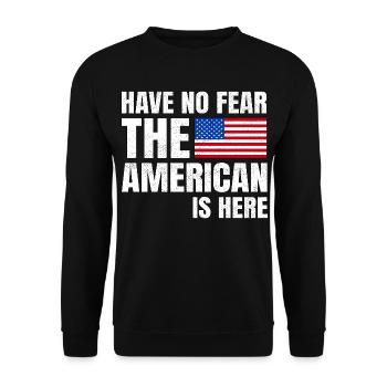 N’ayez pas peur que l’Américain est là US-Amerikaner - Sweat-shirt Unisexe - noir - Devant - Alina (178cm) & Michal (187cm)
