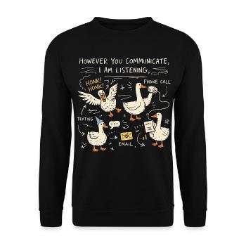 I'm Listening to Geese Humor | Speech and Language Therapy Gift - Unisex Sweatshirt - black - Front - Alina (178cm) & Michal (187cm)