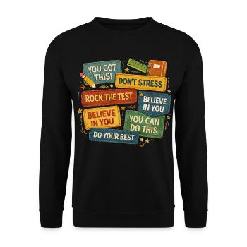 Motivation École Examen Prof Élève Cadeau - Sweat-shirt Unisexe - noir - Devant - Alina (178cm) & Michal (187cm)
