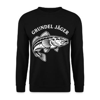 Grundel Jäger Fisch-Design - Unisex Pullover - Schwarz - Vorne - Alina (178cm) & Michal (187cm)