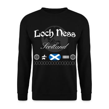 Souvenir de voyage pour le streetwear du Loch Ness, Écosse, - Sweat-shirt Unisexe - noir - Devant - Alina (178cm) & Michal (187cm)