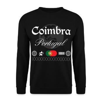 Coimbra Portugal Streetwear Reise Souvenir - Unisex Pullover - Schwarz - Vorne - Alina (178cm) & Michal (187cm)