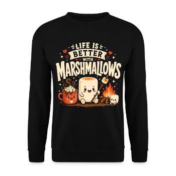 La vie est meilleure avec des guimauves - Sweat-shirt Unisexe - noir - Devant - Alina (178cm) & Michal (187cm)
