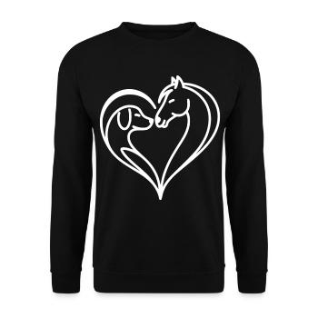 Herz Pferd Hund - Unisex Pullover - Schwarz - Vorne - Alina (178cm) & Michal (187cm)