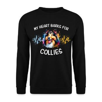 Ligne du cœur du colley à poils longs - Sweat-shirt Unisexe - noir - Devant - Alina (178cm) & Michal (187cm)