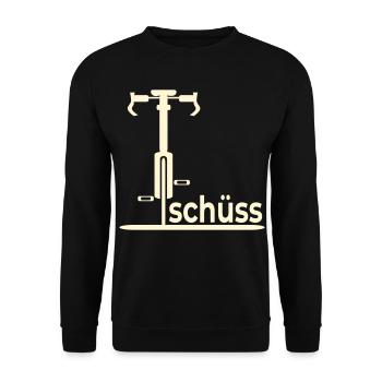 Abschied Fahrradfahrer - Tschüss - Unisex Pullover - Schwarz - Vorne - Alina (178cm) & Michal (187cm)