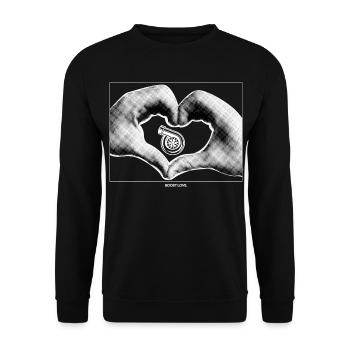Main en forme de cœur avec un petit turbo - Sweat-shirt Unisexe - noir - Devant - Alina (178cm) & Michal (187cm)