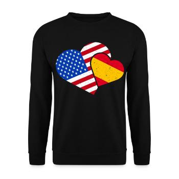 Spanien Amerika Liebe Spanisch Amerikanisch USA - Unisex Pullover - Schwarz - Vorne - Alina (178cm) & Michal (187cm)