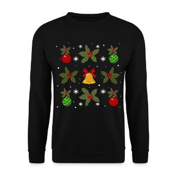 Winter motif of bells and baubles - Unisex Sweatshirt - black - Front - Alina (178cm) & Michal (187cm)