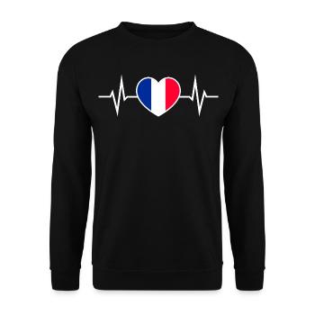 France Heartbeat ECG Love Heart France Fan - Sweat-shirt Unisexe - noir - Devant - Alina (178cm) & Michal (187cm)