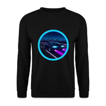 Retro JDM Cyberpunk Synthwave Sports Car - Unisex Sweatshirt - black - Front - Alina (178cm) & Michal (187cm)