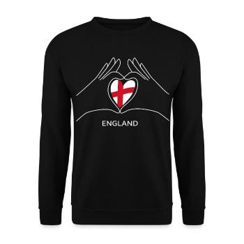 England Heart with English Flag Fan - Unisex Sweatshirt - black - Front - Alina (178cm) & Michal (187cm)