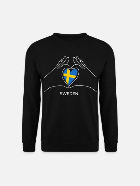 Cœur de la Suède avec drapeau suédois Éventail de Suède - Sweat-shirt Unisexe - noir