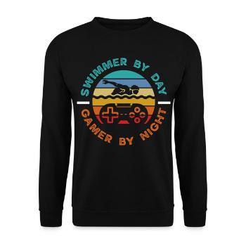 Funny Swimmers Sayings & Swimming Club Design - Unisex Sweatshirt - black - Front - Alina (178cm) & Michal (187cm)
