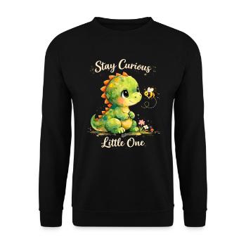 Dino Watercolor: Stay Curious Little One - Unisex Sweatshirt - black - Front - Alina (178cm) & Michal (187cm)