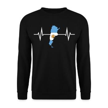 Argentina Outline Contour Heartbeat Love - Unisex Sweatshirt - black - Front - Alina (178cm) & Michal (187cm)