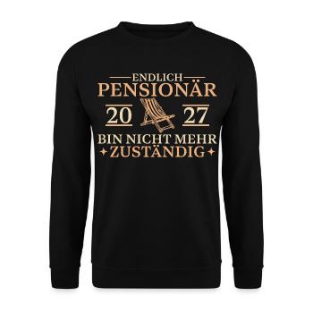 Endlich Pensionär 2027 Abschied Kollege - Unisex Pullover - Schwarz - Vorne - Alina (178cm) & Michal (187cm)