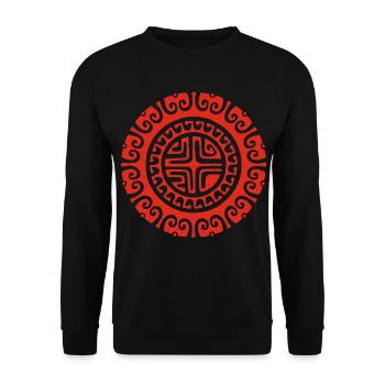 Red Tribal Flower - Unisex Sweatshirt - black - Front - Alina (178cm) & Michal (187cm)