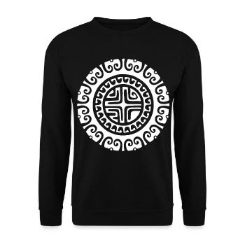 White Tribal Flower - Unisex Sweatshirt - black - Front - Alina (178cm) & Michal (187cm)