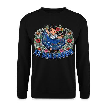 Drapeau salvadorien Fille Salvadorienne Traditionnel - Sweat-shirt Unisexe - noir - Devant - Alina (178cm) & Michal (187cm)