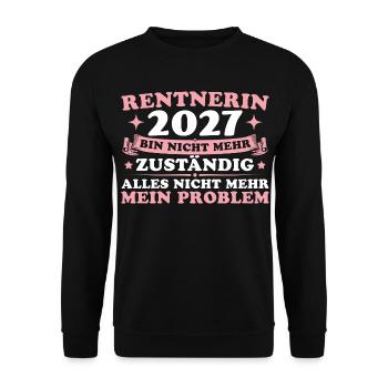 Rentnerin 2027 Abschiedsgeschenk Kollegin Rente - Unisex Pullover - Schwarz - Vorne - Alina (178cm) & Michal (187cm)