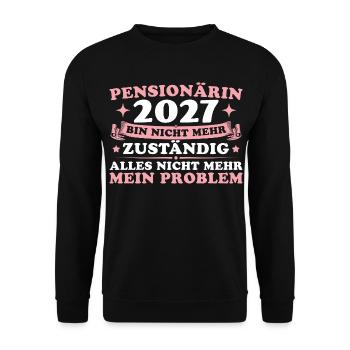 Pensionärin 2027 Abschied Kollegin Pension - Unisex Pullover - Schwarz - Vorne - Alina (178cm) & Michal (187cm)